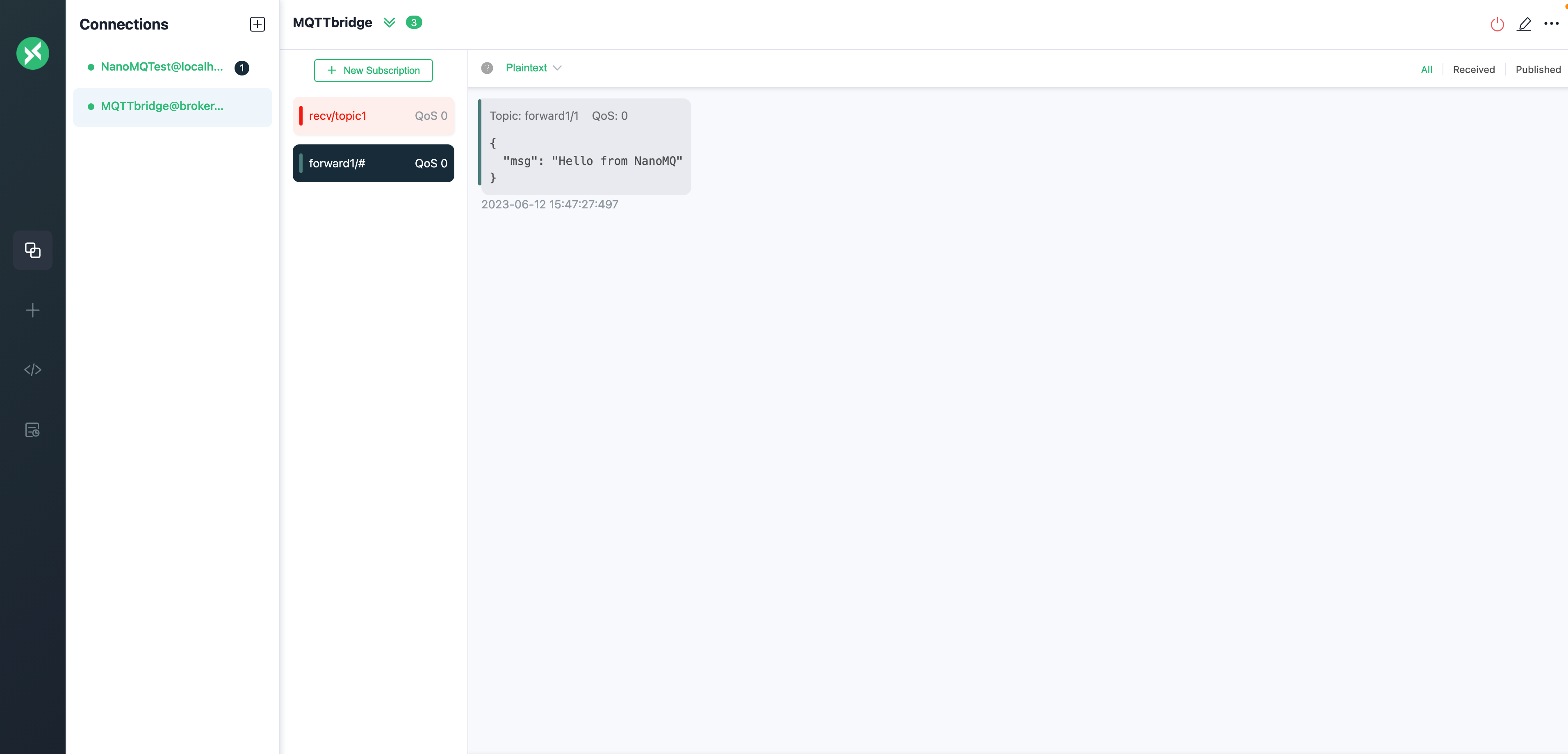 message from nanomq